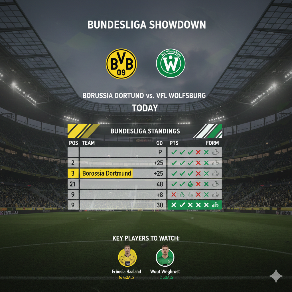teilnehmer: borussia dortmund gegen vfl wolfsburg tabelle